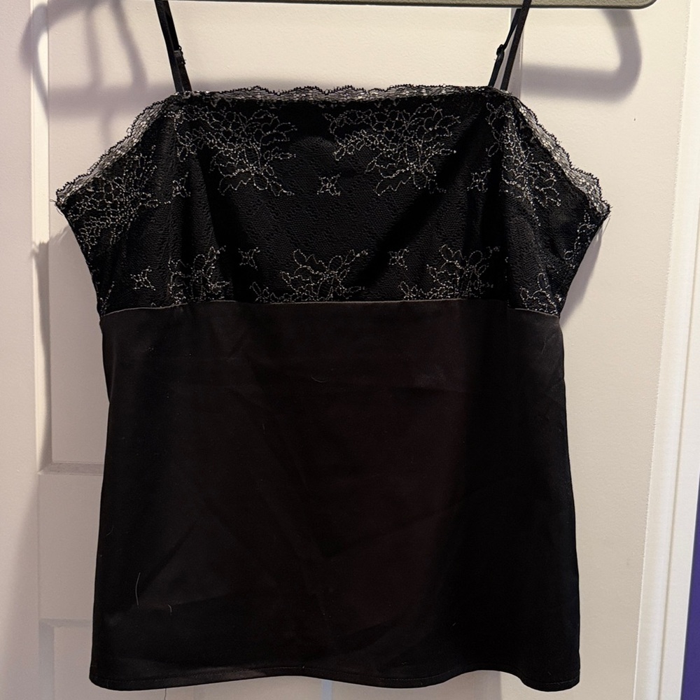 New York & Company Black Lace Trim Top
